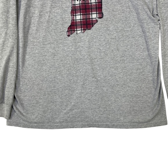 Jerzees Indiana Home Plaid Patch Long Sleeve T-Shirt Mens XL Gray Heavyweight - Picture 5 of 11